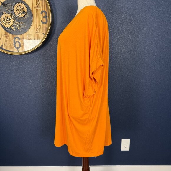 Ulla Popken Orange V-Neck Swing A-line Hem Jersey Knit Tee Tunic | Size 28/30 - Picture 7 of 9